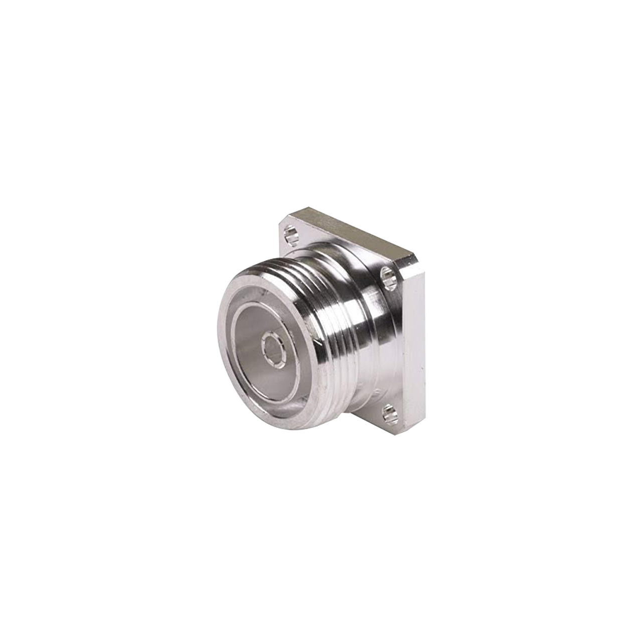 RFD-1640-2 Conector DIN 7-16 Hembra, Tipo Flange de 4 Hoyos para Panel y Copa Soldable.
