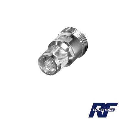 RFD-1672-2 Adaptador en Línea, de Conector DIN 7-16 Hembra a N Macho, Plata/ Plata/ Teflón.