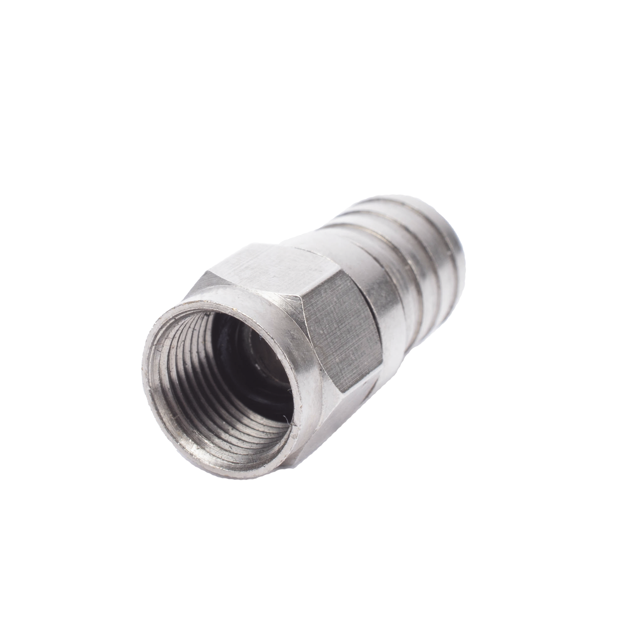 RFF-1402-08 Conector F Macho, 75 Ohm, Plegable para Cable RG-6/U sin pin, Niquel/Polietileno.