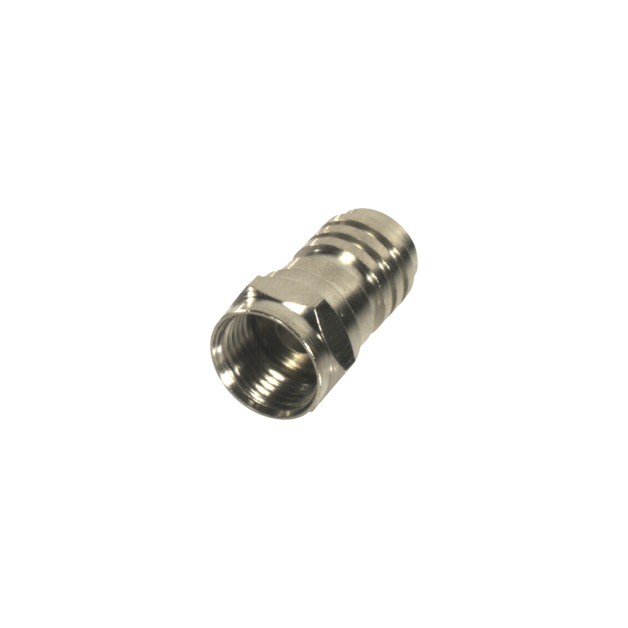 RFF-1402-D Conector F Macho Plegable para Cable Coaxial RG-59/U, Níquel / Níquel /Polietileno.
