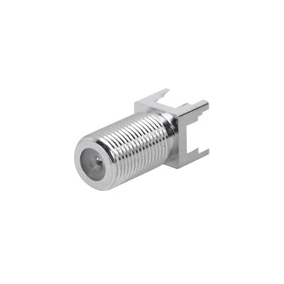 RFF-1450-03 Conector F Hembra para PCB de Montaje Vertical, Níquel/ Estaño/ Polietileno.