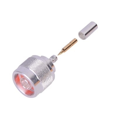 RFN-1005-3C Conector N Macho de Anillo Plegable para Cable LP-195, RG-58/U, Plata/ Oro/ Teflón.