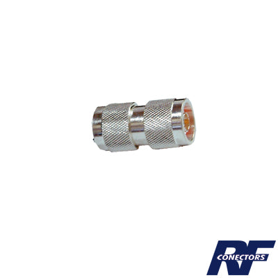 RFN-1014-1 Adaptador Barril en Línea de Conector N Macho a N Macho, Plata/ Oro/ Teflón.