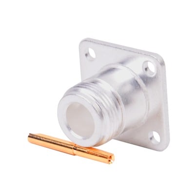 RFN-1021-1 Conector N Hembra, montaje con 4 perforaciones a 18 mm