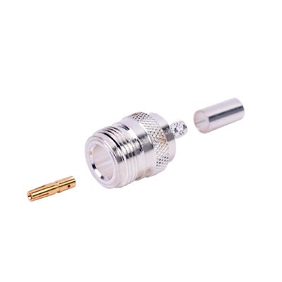 RFN-1027 Conector N Hembra de Anillo Plegable para Cables RG-58/U, Níquel/ Oro/ Teflón.