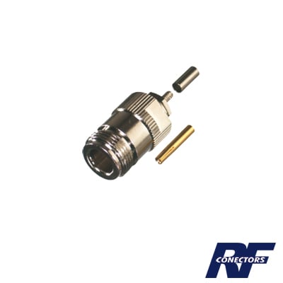 RFN-1027-B Conector N Hembra de Anillo Plegable para cable RG-316, Niquel/ Oro/ Teflón.