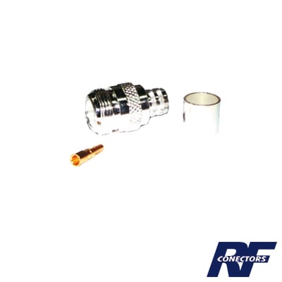 RFN-1028-SI Conector N Hembra de Anillo Plegable para Cables 9913, 8214, LMR-400, RG8/U-SYS, RFLASH-1113, Plata/ Oro/ Teflón.