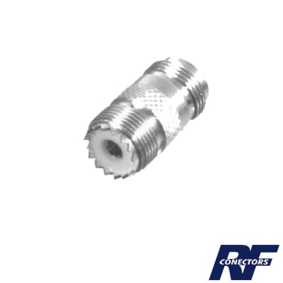 RFN-1034-1 Adaptador en Línea de Conector N Hembra a UHF Hembra (SO-239), Plata/ Oro/ Teflón.