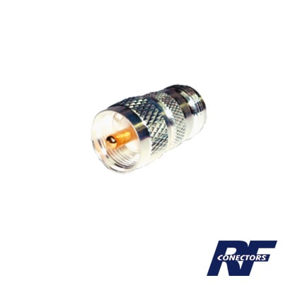 RFN-1036-1 Adaptador en Línea de Conector N Hembra a UHF Macho (PL-259), Plata/ Oro/ Teflón.