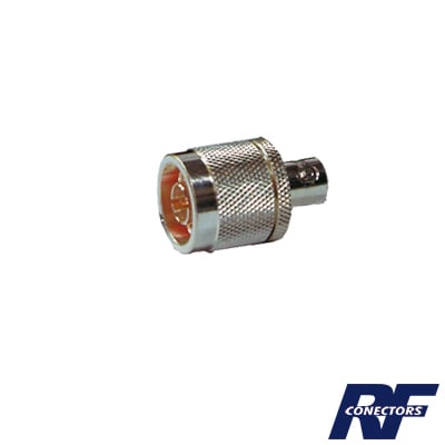 RFN-1037-1 Adaptador en Línea de Conector N Macho a BNC Hembra, Plata/ Oro/ Teflón.