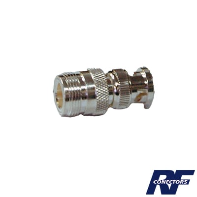 RFN-1038-1 Adaptador en Linea para 50 Ohm, de Conector N Hembra a BNC Macho, Plata /Oro /Teflón.