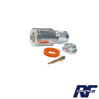 RFT-1201-SI Conector TNC Macho de Rosca en 50 Ohm para cable LMR-400, 9913, 8214, CNT-400, RG8/U-SYS, RFLASH-1113, Plata/ Oro/ Teflón.