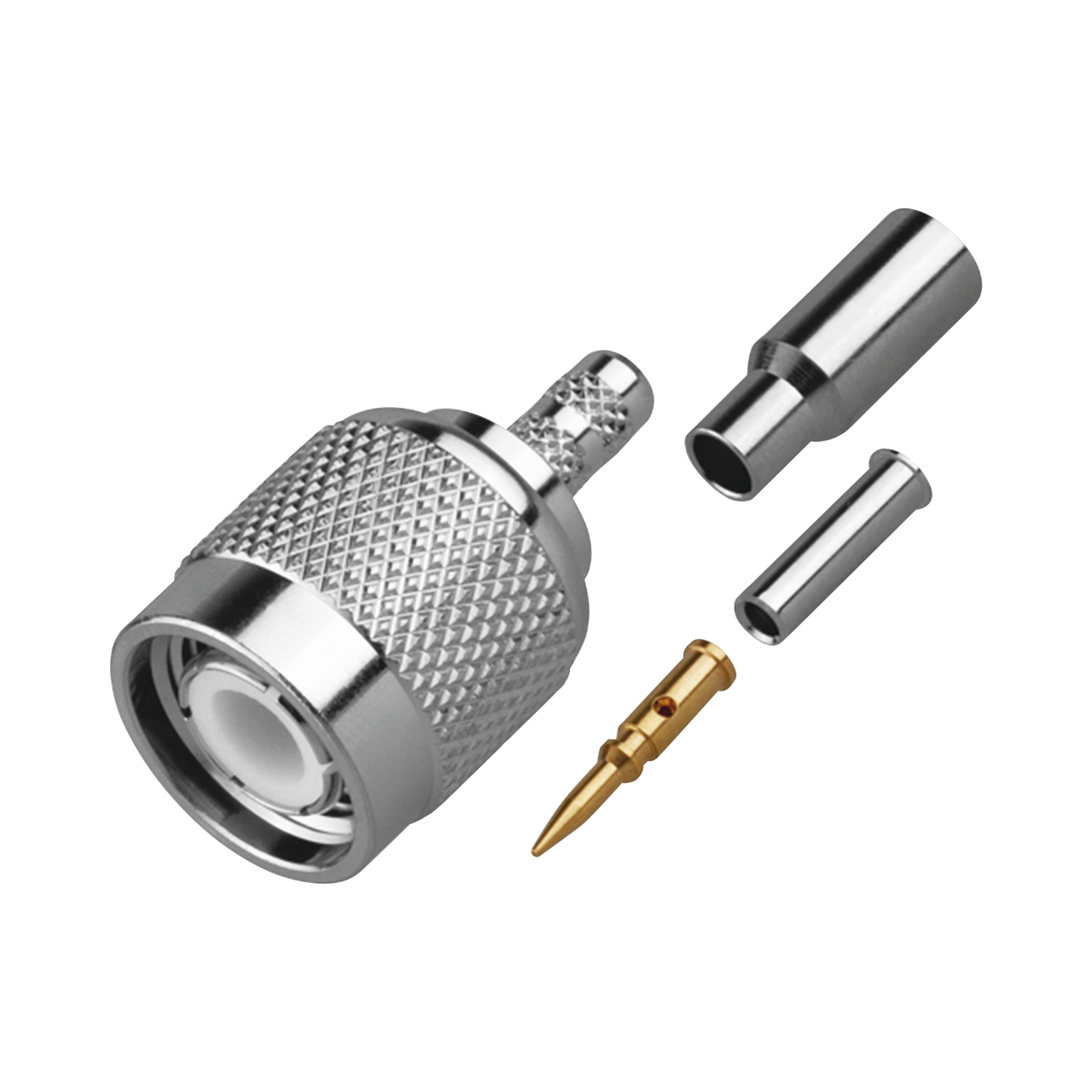 RFT-1202-7T Conector TNC Macho de Anillo Plegable para Cable TEFLÓN-BLANCO-MOTOROLA, Grupo M/C3, Níquel/ Oro/ Teflón.