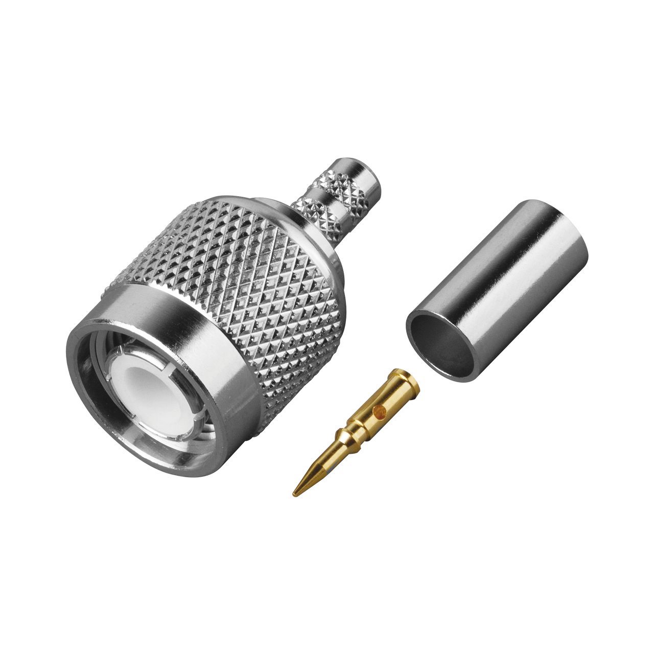RFT-1202-C1-WB Conector TNC Macho de Anillo Plegable para Cables RG-142/U, Grupo C1, Bronce Blanco/ Oro/ Teflón.