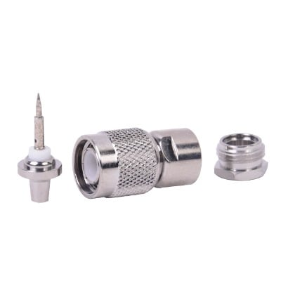 RFT-1204 Conector TNC Macho de Rosca para Cable RG-58/U, Grupo C, Níquel/ Plata/ Delrin.