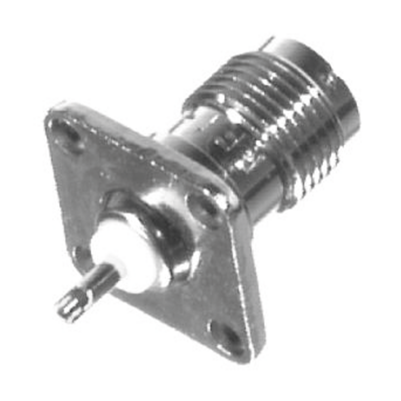 RFT-1210-15 Conector TNC Hembra para Chasis de 4 Perforaciones de 13 mm, Contacto-Berilio Cobre Soldable, Níquel/ Oro/ Teflón.