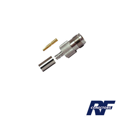 RFT-1216-1 Conector TNC Hembra de Anillo Plegable para Cables RG-58/U, RG-142/U, Niquel /Oro /Delrin.
