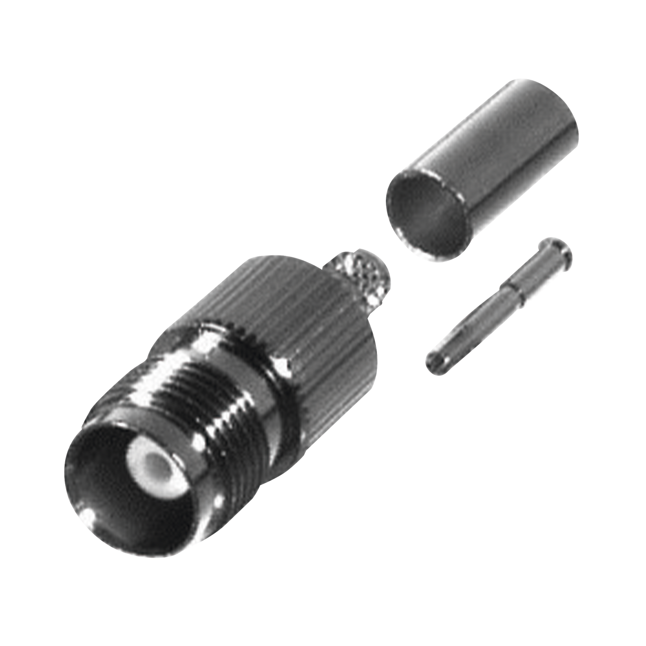 RFT-1217-P Conector TNC Hembra de Anillo Plegable para Cables PROFLEX, Grupo P, Níquel/ Oro/ Delrin.