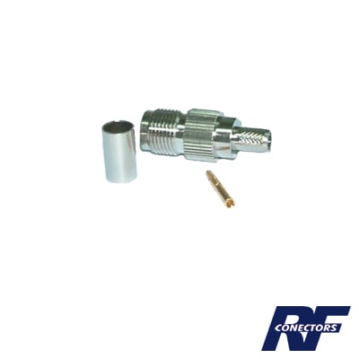 RFT-1217-X Conector TNC Hembra de Anillo Plegable para Cables RG-8/X, LMR-240, Grupo X, Níquel/ Oro/ Delrin.