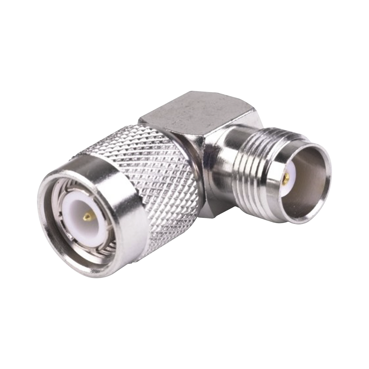 RFT-1227-LF  Adaptador de TNC Macho a TNC Hembra en Ángulo Recto, RoHs Compliant, Níquel/ Oro/ Teflón.