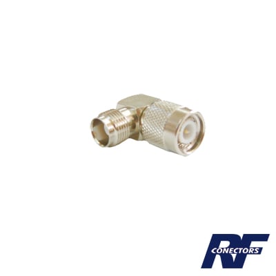 RFT-1227  Adaptador en Ángulo Recto de Conector TNC Macho a TNC Hembra, Níquel/ Oro/ Teflón.