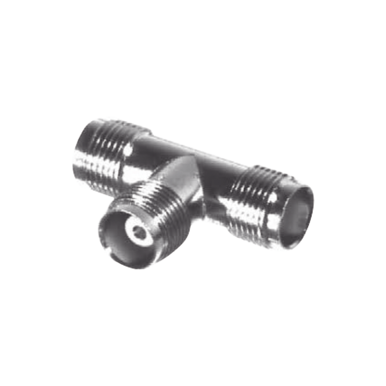 RFT-1229 Adaptador en T, de Conector TNC Hembra a Doble TNC Hembra, Níquel/ Oro/ Teflón.