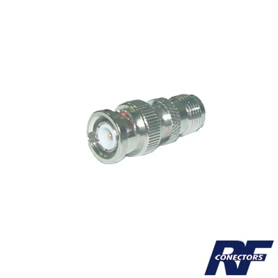 RFT-1230 Adaptador en Línea de Conector TNC Hembra a BNC Macho, Níquel/ Oro/ Teflón.