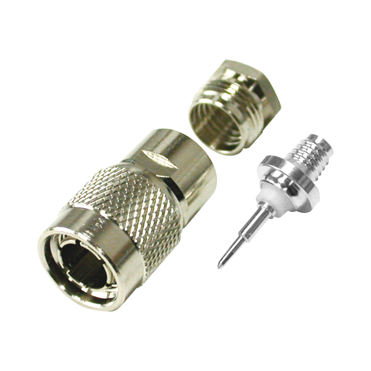 RFT-1801 Conector TNC Macho de Rosca para Cable RG-59/U, Grupo D, Níquel/ Plata/ Teflón.