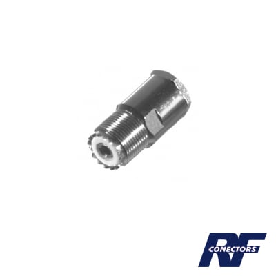 RFU-520-I Conector UHF Hembra (SO-239) en Línea de Rosca para RG-8/U, 9913, LMR-400, Níquel/ Plata/ Teflón.