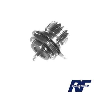 RFU-523-T Conector UHF Hembra (SO-239) en Línea, Montaje Frontal en D Plano, Níquel/ Plata/ Teflón.