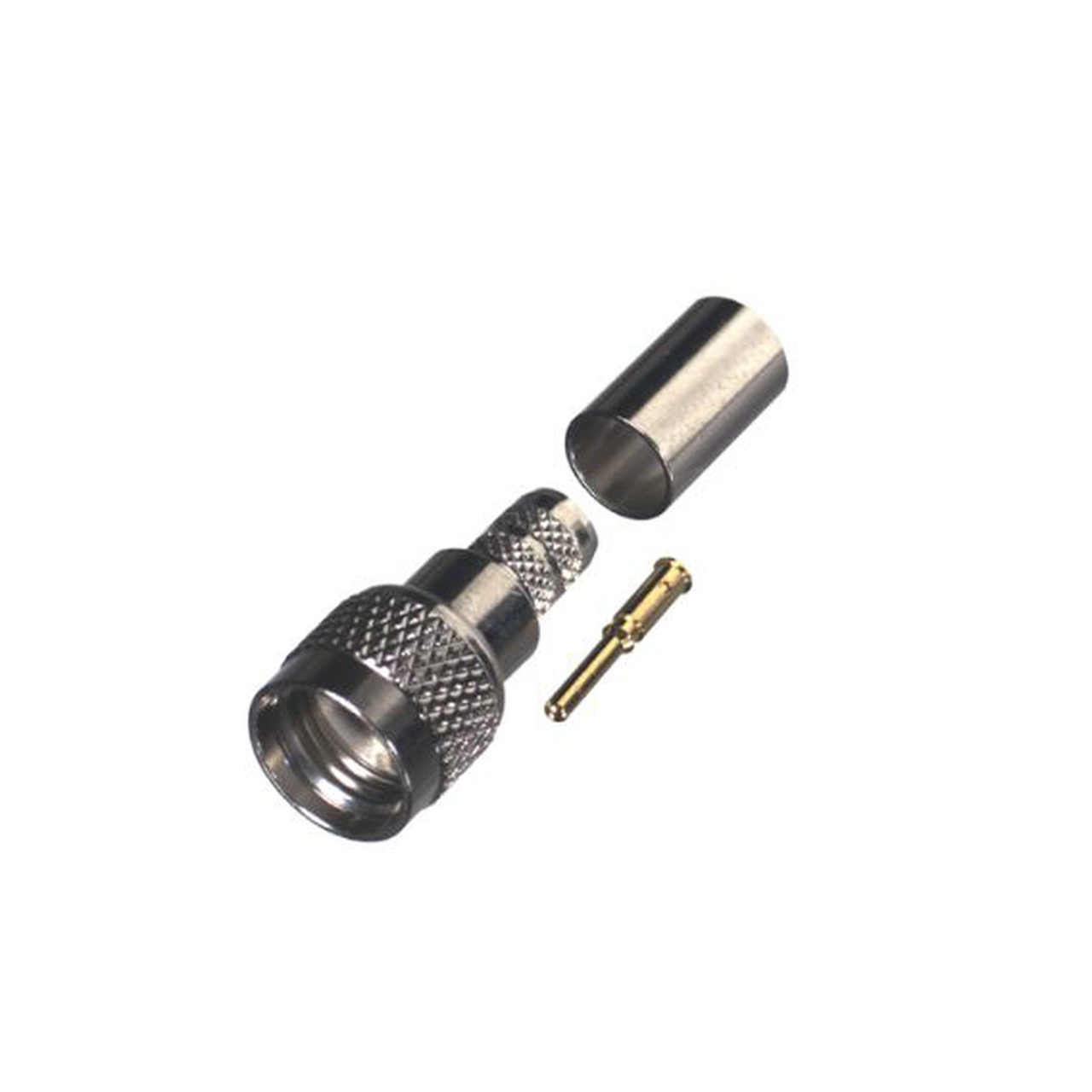 RFU-600-1P Conector Mini-UHF Macho de Anillo Plegable para PROFLEX, Níquel/ Oro/ Delrin.