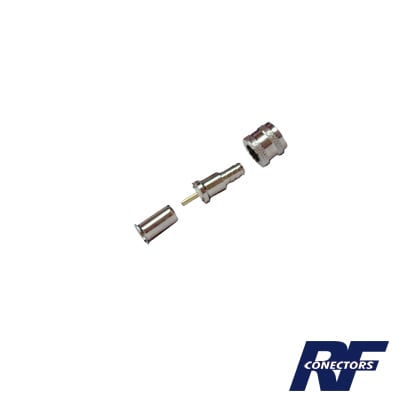 RFU-600-1 Conector Mini UHF Macho, 50 Ohm, de Anillo Plegable para Cables RG-58/U, RG-142/U, Niquel/Oro/Delrin.