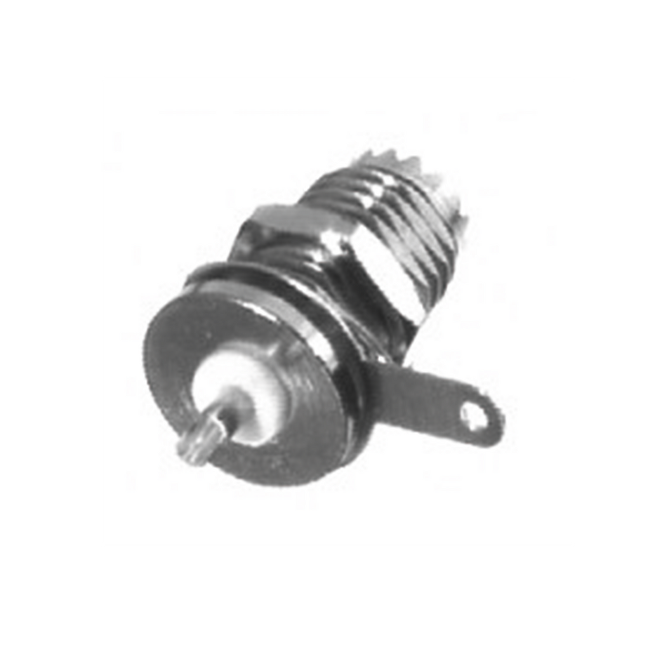RFU-602-2 Conector Mini UHF Hembra para Chasis de Montaje Trasero en Tipo D-Plano, Níquel/ Plata/ Teflón