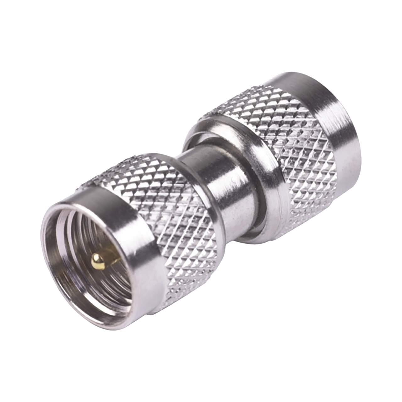 RFU-624 Adaptador Barril, de Conectores Mini-UHF Machos, Níquel/ Oro/ Teflón.