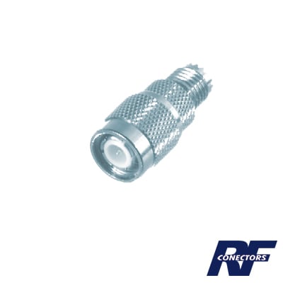 RFU-628 Adaptador en Línea de Conector Mini-UHF Hembra a TNC Macho, Níquel/ Oro/ Teflón.