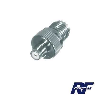 RFU-642 Adaptador en Línea de Conector Mini-UHF Hembra a SMA Hembra, Níquel/ Oro/ Teflón.