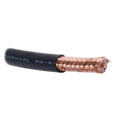 RG-8U-SYS ( Venta x Metro ) Cable con blindaje de malla trenzada de cobre 97%, aislamiento de polietilleno espumado.