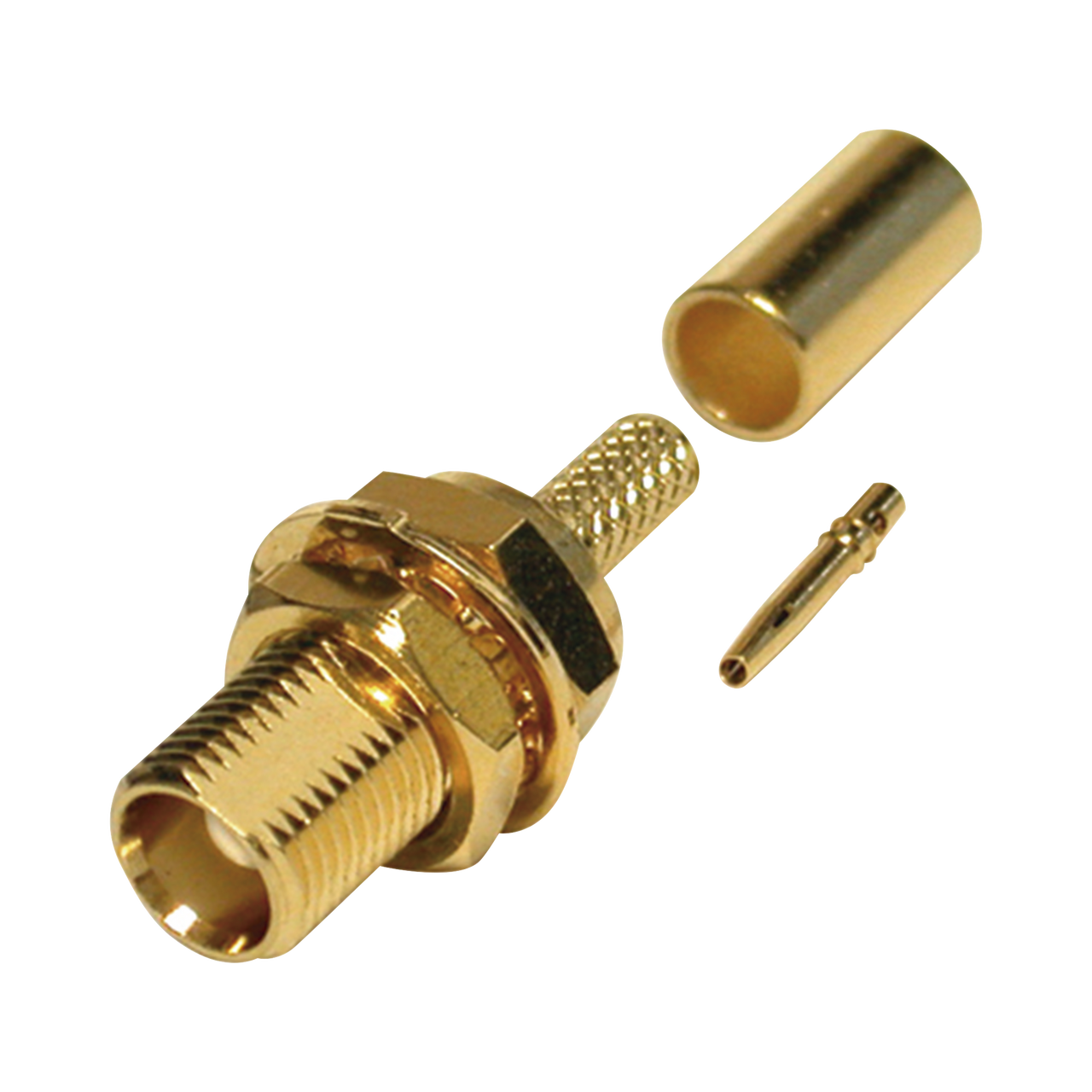 RMX-8252-1B Conector MCX Hembra para Panel Trasero D-Plano, de Anillo Plegable para RG-316/U, Grupo B, Oro/ Oro/ Teflón.