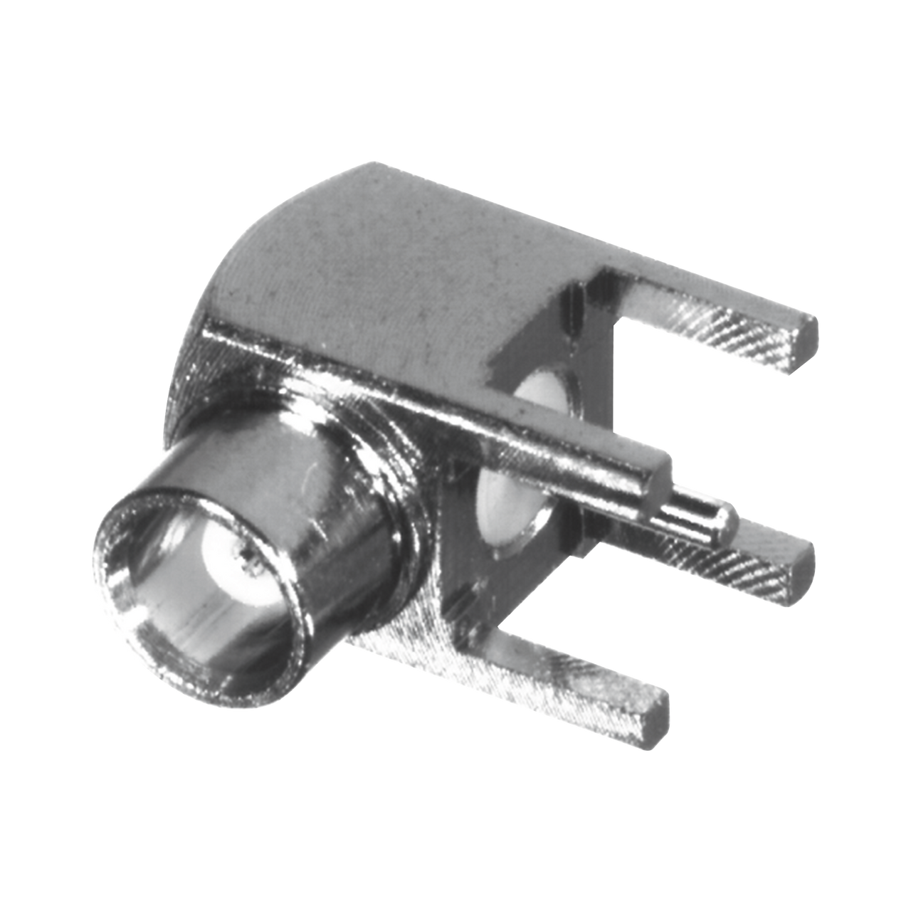 RMX-8300-1 Conector MCX Hembra en Ángulo Recto para Montaje en PCB, Oro/ Oro/ Teflón.