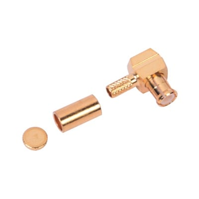 RMX-8010-1B Conector MCX Macho en Ángulo Recto de Anillo Plegable para Cable RG-174/U, 8216, Oro/ Oro/ Teflón.