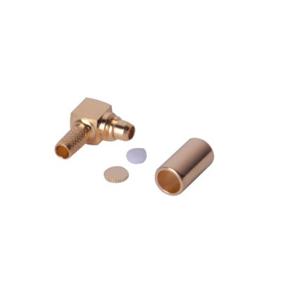 RMX-9010-1B Conector MMCX Macho en A/R de Anillo Plegable para RG-174/U, BELDEN 8216, Oro/ Oro/ Teflón.