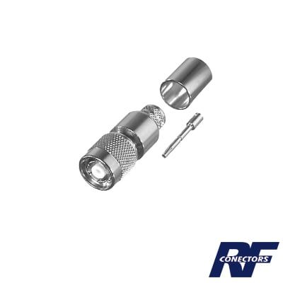 RP-1202-I Conector TNC Macho Inverso, Anillo Plegable para ensamblar en cables RG-8/U, LMR-400, Niquel, Oro, Teflón