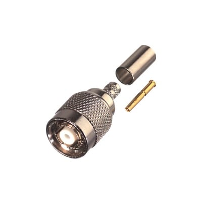 RP-1202-X Conector TNC Macho Inverso de Anillo Plegable para Cables LMR-240, RG-8/X, Níquel/ Oro/ Teflón.