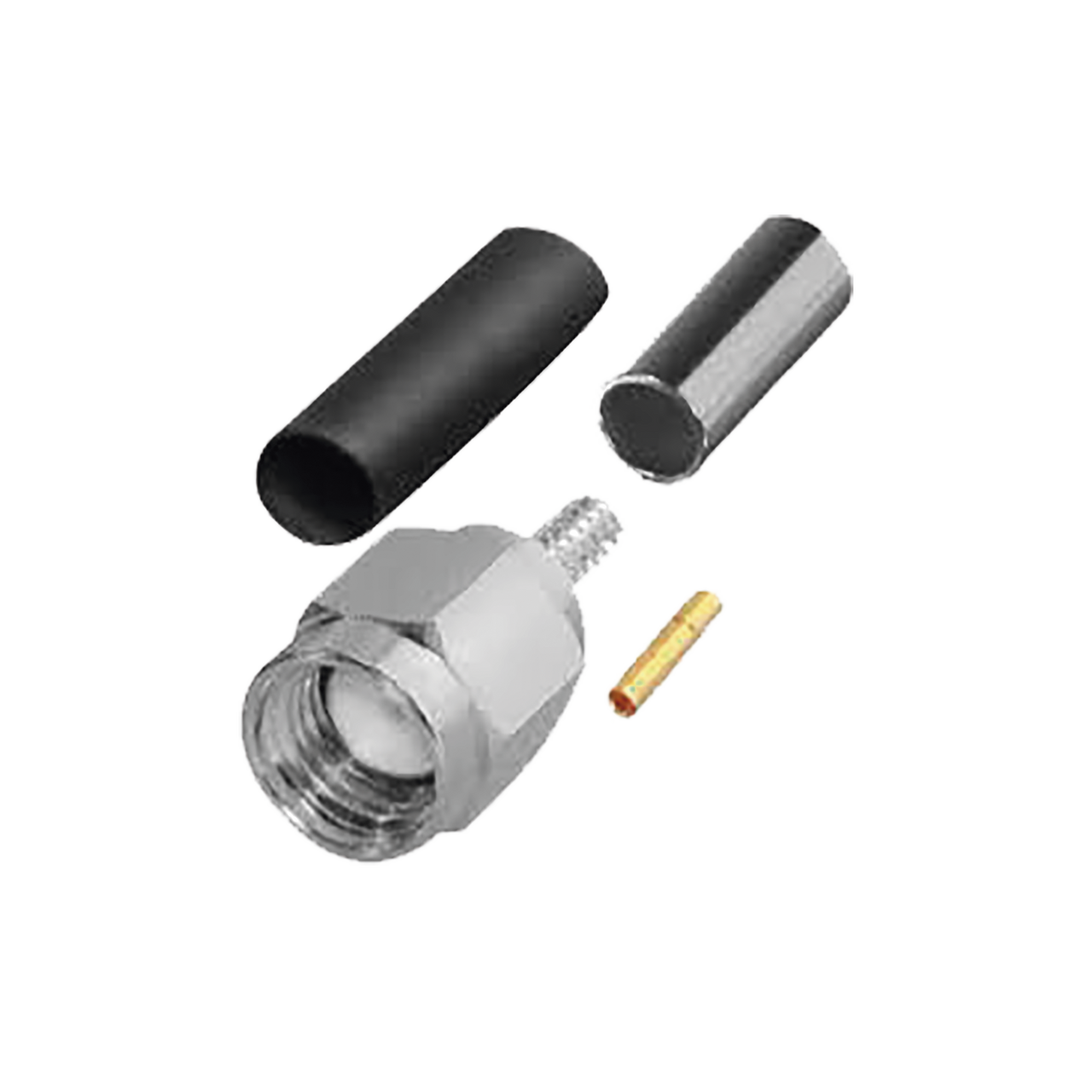 RP-3000-B Conector SMA Macho Inverso de Anillo Plegable para Cables RG-174/U, RG-316/U, Níquel/ Oro/ Teflón.