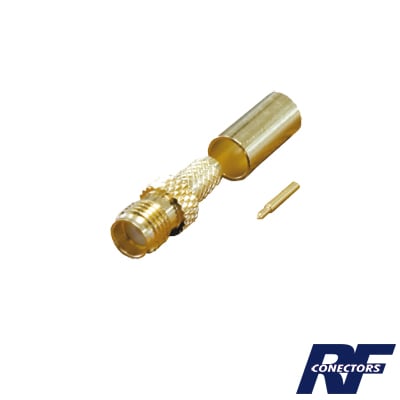 RP-3050-1C Conector SMA hembra inverso de anillo plegable para cable RG-58/U, Oro/ Oro Teflón.