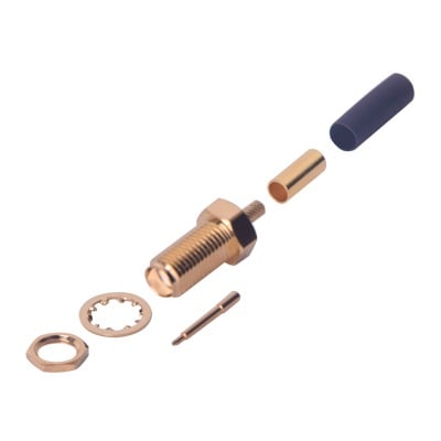 RP-3252-1B1 Conector SMA Hembra Inverso / Chasis en D Plano, Anillo Plegable / Cable RG-316 .