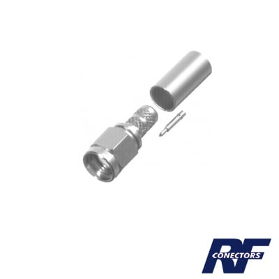 RSA-3000-C Conector SMA Macho de anillo plegable para cable RG-58/U, Niquel / Oro / Teflón.