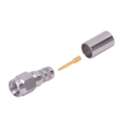 RSA-3000-X Conector SMA Macho de Anillo Plegable para Cables LMR-240, RG-8/X, 9258, Niquel/Oro/Teflón.