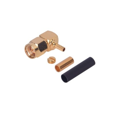 RSA-3010-1B Conector SMA Macho en Ángulo Recto Para RG-174/U, Grupo B, Oro/ Oro/ Teflón.