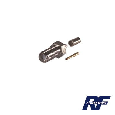 RSA-3050-C Conector SMA Hembra de Anillo Plegable para Cable RG-58/U, Niquel/ Oro / Teflón.